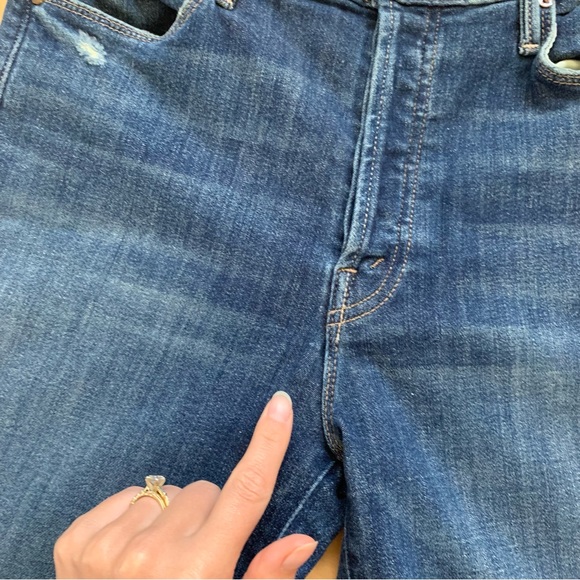 Mother Jeans The Stunner Chew Distressed Button Fly Skinny Ankle Crop Size 28 - Picture 9 of 12